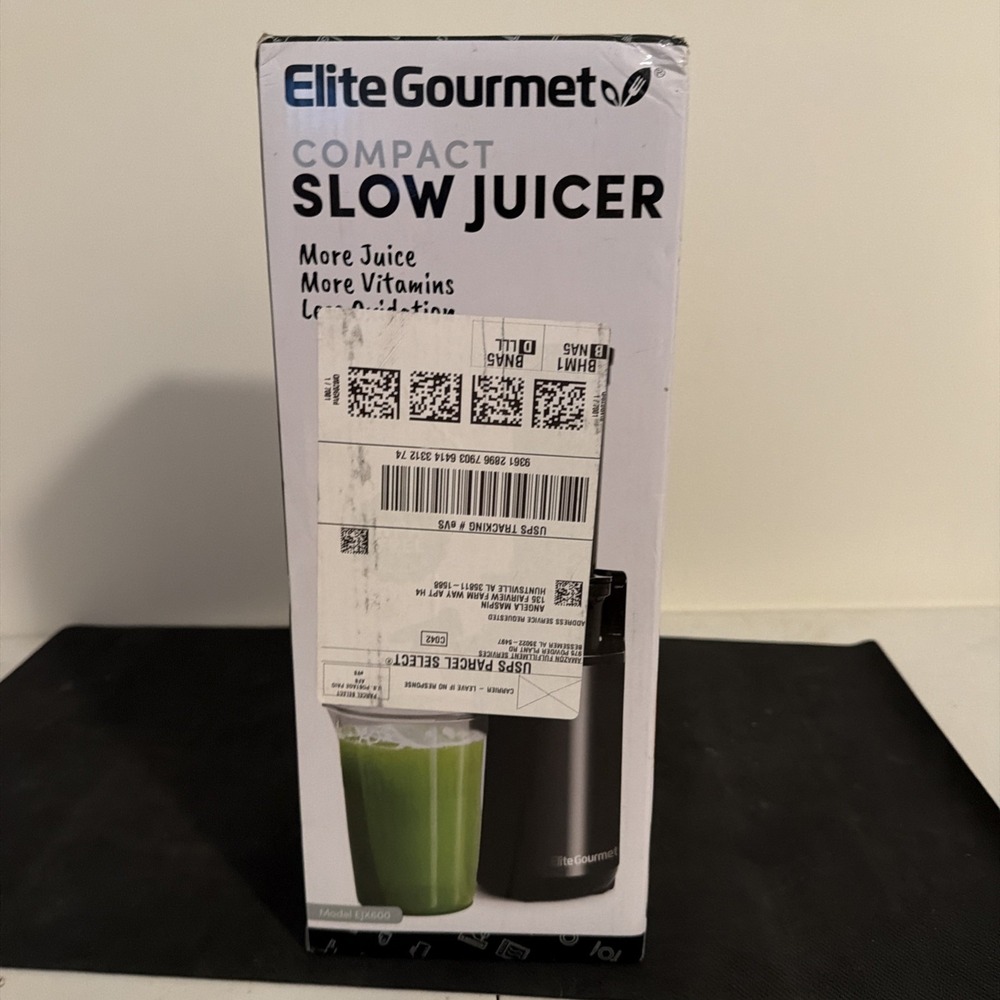 Elite Gourmet EJX600 Slow Juicer BPA-Free Black 16 oz Cup 150W Electric